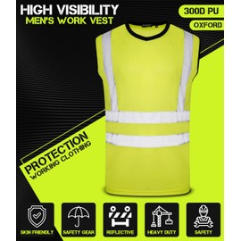 Mega_JumbleSale® Hi Vis Viz Sleeveless T-Shirt Vest | High Visibility Safety Security Workwear Sleeveless Tank Muscle Top (M, Hi Vis Orange Vest)