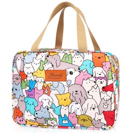 Toiletry Bag, Large Travel Hanging Make up Wash Bags, Portable Waterproof Cosmetic Bag, Light Blue White Bear Toiletry Kit, Bathroom Storage Case for Women Girls Ladies