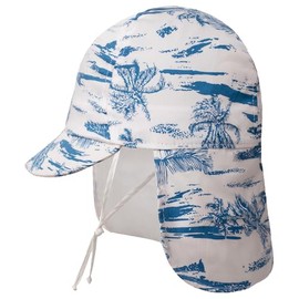 Gifts Treat Baby Kids Sun Hat, Cotton Hat for Baby Boys Girls Windproof Hat in Cartoon Pattern, Baby Sun Hat with Neck Protection, blue white tree