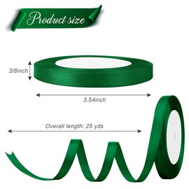 Dark Green Ribbon for Gift Wrapping Satin Ribbon 3/8 inch 25 Yards Moss Green Ribbon Vintage Green Ribbons Perfect for Gift Wrapping Invitation Floral Hair Balloons Party For Cinco De Mayo Decorations