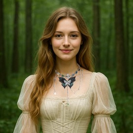 MOSTORY Butterfly Fairy Necklace - Crystal Renaissance Necklace for Fantasy Fairy Jewelry Women, Woodland Renfaire Choker for Fairycore Accessories Elf Cosplay