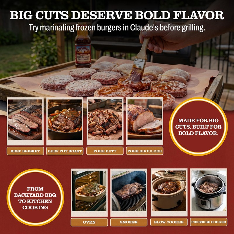 Claude's Original BBQ Brisket Marinade Sauce (Pack of 6, 16