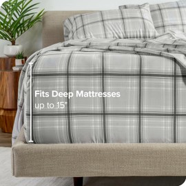 Bare Home Twin XL Sheet Set - College Dorm Size - 1800 Ultra-Soft Microfiber Twin Extra Long Bed Sheets - Deep Pockets - Easy Fit - Extra Soft - 3 Piece Set (Twin XL, Tartan Plaid)