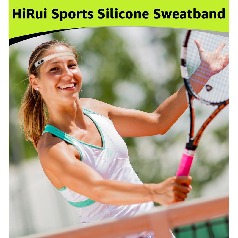 HiRui Sports Silicone Sweatband, Headband with Sweat-Guiding Channels Away from