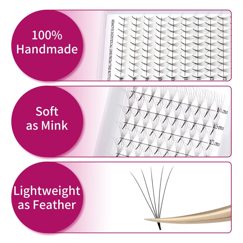 Fadlash (5D-0.07-D-(8-14) Volume Eyelashes Pre-Fanned 5D Pre-Made Russian Eyelash Extension
