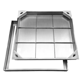 Natotela 24x24x2.4 inch All Stainless Steel Manhole Cover and Frame,Recessed Square Invisible Manhole cover Flush Mount Sewage Cover,Embedded Outdoor and Indoor Metal Inspection Cover for Paver