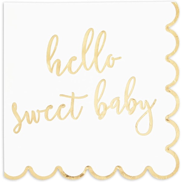 Paquete de 50 servilletas festoneadas Hello Sweet para decoración de