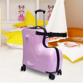 CNCEST Suitcase Kid Luggage Travel Fashionable Appearance Rideable Funny Suitcase Add Fun to The Journey Kid Gift Age 2-12 Years Old Boy/Girl Suitcase PC Material Blue One 30kg (Pink, 20inch)