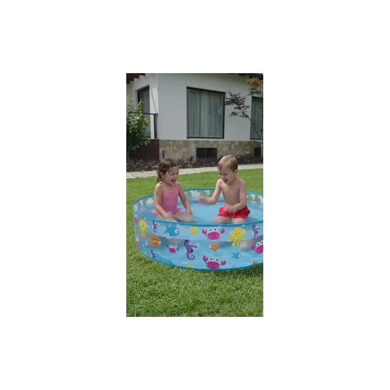 Alberca Circular Infantil Animales Marinos 122 Cm Color Azul