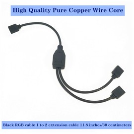 WFYZQLJE 2pcs 4-pin RGB Splitter Extension 1 to 2 LED Light Strip connectors Splitter Extension Cable, bidirectional Splitter Y Splitter, Suitable for 4-pin 5050 3528 2835 RGB LED Light Strips