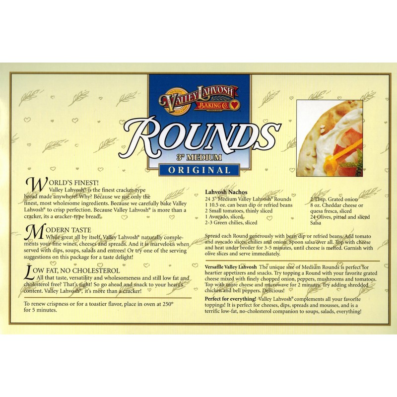 Valley Lahvosh Rounds, 3 inch, 4.5oz