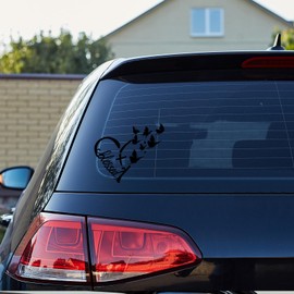 Blessed Cross & Butterfly Heart Decal – Inspirational Faith Vinyl Sticker for Vehicles, Windows & Home Decor | 8.6"x7.5" (Black)