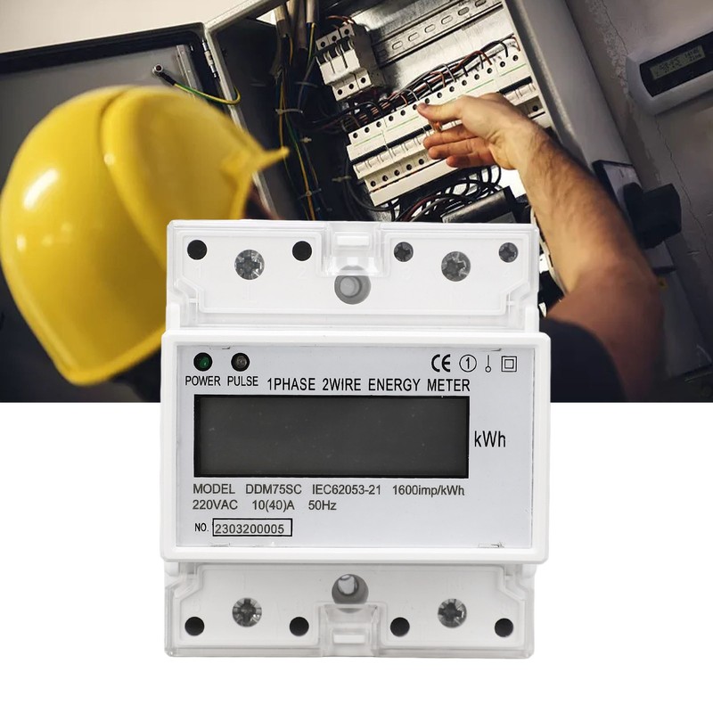 Energy Meter 1 Phase 2 Wire 4P Digital LCD Kwh