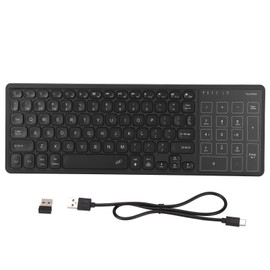 Wireless Keyboard Numeric Touchpad 2.4Ghz Wireless Portable RGB Backlit Plug and Play Portable Keyboard with Touchpad Black