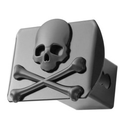 100% Metal Skull Crossbones 3D Black Emblem Trailer Metal Hitch Cover Fits 2" Receivers New (Black)