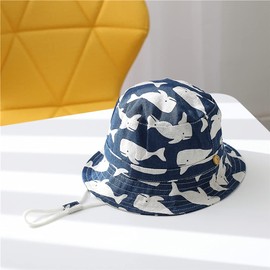 Malaxlx Toddler Bucket Sun Hat Cute Whales Navy Print Summer Outdoor Kids Beach Hat for 2-4 Years Old Boys Girls