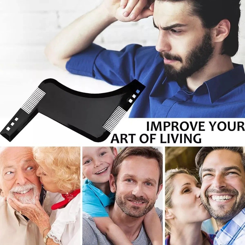 Set De 2 Plantillas Para Barba Peine Herramienta Moldeado