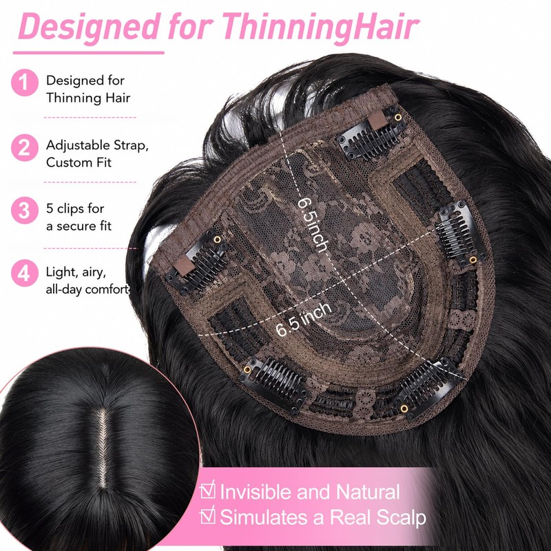 Hair Toppers for Women 16 Inch Synthetic Lightweight Natural