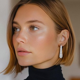 925 Sterling Silver Shrimp Oval Large Hoop Earrings