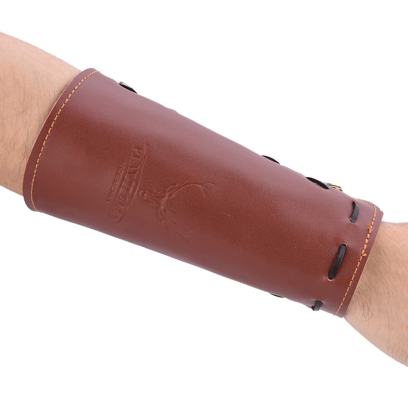 Shooting Archery Arrow Leather Arm Guard Protection Safe Strap Armband