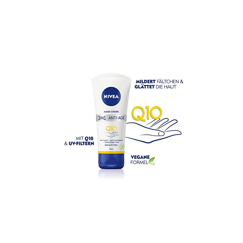 Nivea Hand Cream 3-in-1 Anti-Age Q10, Anti-Wrinkle Hand Care with