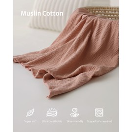 Blissful Diary Muslin Nursing Cover for Breastfeeding, Breathable Breastfeeding Cover up with Arch Neckline for Women, Nursing Apron (Dusty Pink)