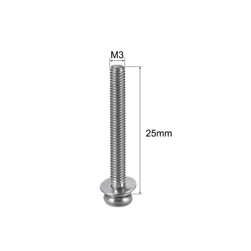 sourcing map M3 x 25mm Stainless Steel Phillips Pan Head