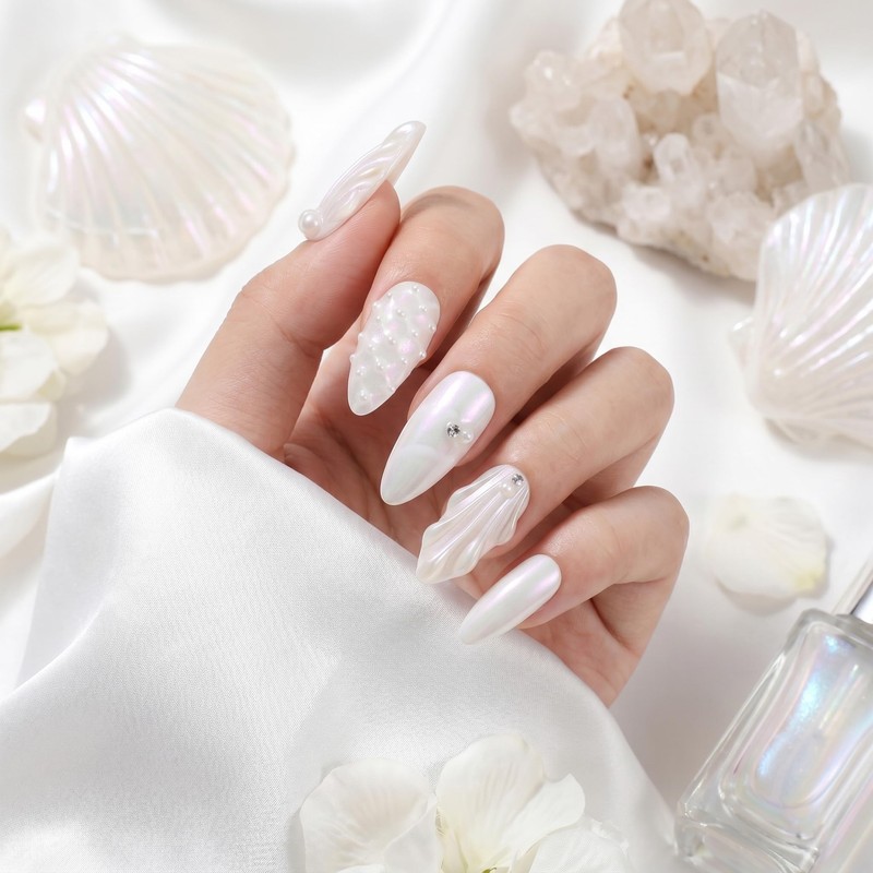 Sun&Beam Nails Handmade Nail Tips, Medium Long Almond, False Nails,