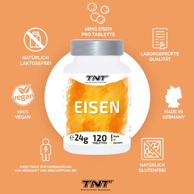 TNT Eisen (120 Tabletten) • 18mg Eisen pro Tablette •