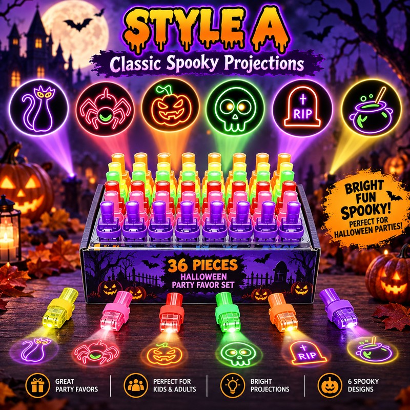 Halloween Finger Projector Lights, 36PCS LED Party Favors for Kids,