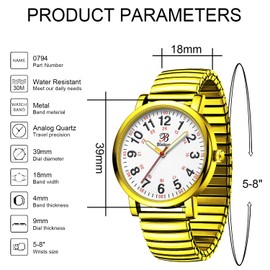 Blekon Original Nurse Watch - Multiple Color Stretch Bands, Easy Read Dial and Pulsometer, Second Hand, Water Resistant Watch