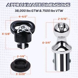 60618 Puck System Gooseneck Hitch Ball Kit Compatible with 2013-2024 Dodge Ram 2500 3500, 2-5/16-Inch Ball, 38000 lbs GTW, 7500 lbs VTW