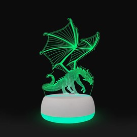 Xdorra Dragon Decorative Lamp, New 7 Colors 3D Ice Dragon LED Table Lamps, Kid's Night Light Christmas Birthday Gifts for Children Boys Men Girls Women