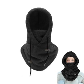 SKDFHOD Plush Balaclava Hat Winter Thermal Ski Mask Fleece Windproof Face Hood for Cycling, Snowboarding, Skiing, Motorcycling Windproof Face Hood for Men Women, black