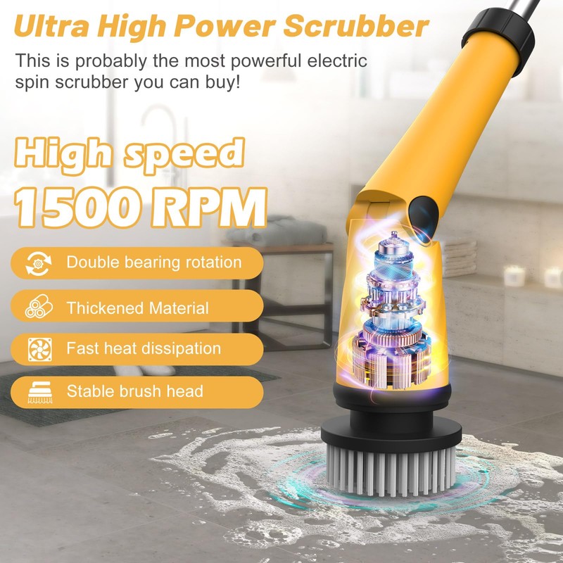 Qimedo 1500 RPM Electric Spin Scrubber with Two Batteries Q2