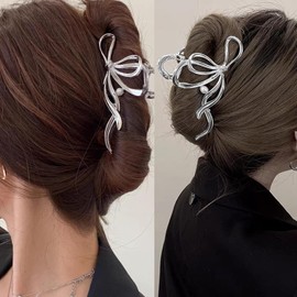 Hair Clip, Office, Simple, Hair Accessory, Hair Clip, Popular, Korean Style, Stylish, Gift, Large, Office, Hair Ornament, Clip, Silver)