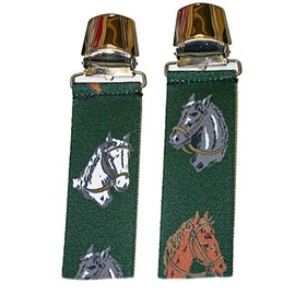 EDERER Reiter Pferd Braces from Austria Vienna Vienna in Horse Design 35 mm Wide in H-Shape with 4 Extra Strong Clips Uni / Rider Horse Green P-006, Green