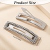 4 Pack Silver Barrettes, Rectangular Rhinestone Hair Clips