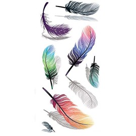 EROSPA® Tattoo Sheet / Sticker Temporary - 3D Feathers / Feather - 19 x 9 cm