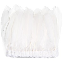 MAOFENG 2 Yards Natural Fluffiness Goose Feathers Trim Sewing Fringe 4-6inch For DIY Handicrafts Costumes Decoration,White