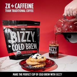 Bizzy Organic Cold Brew Coffee | Smooth & Sweet Blend | Coarse Ground Coffee | Medium Roast | Micro Sifted | Specialty Grade | 100% Arabica | Brew Bags | 12 Count | Makes 42 Cups