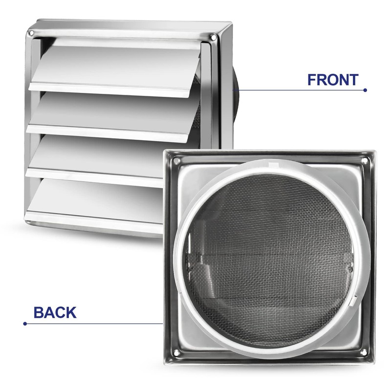 Funmit 6'' Metal Dryer Vent Cover, 7"x7" Outside Dimensions with