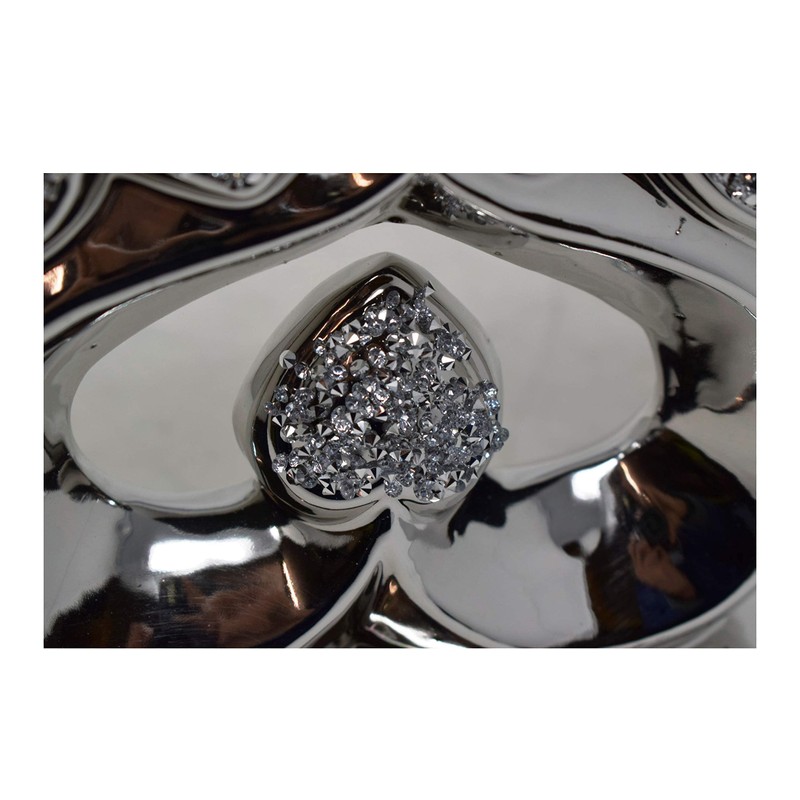 Silver Crushed Diamonds Love Sign on Heart Sparkle Ornaments |