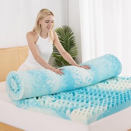 EGOHOME 5-Zone Memory Foam Mattress Topper 3 Inch Queen, Cooling Gel Infused Foam Mattress Topper for Pressure Relief, CertiPUR-US Certified Bed Topper,Blue, 60"×80"
