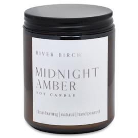 River Birch Candles Midnight Amber Scented Candle | Premium, All-Natural, Non-Toxic, Soy Candles | 8.5 oz 40 Hr Burn Time | Cozy Relaxing Gifts for Home