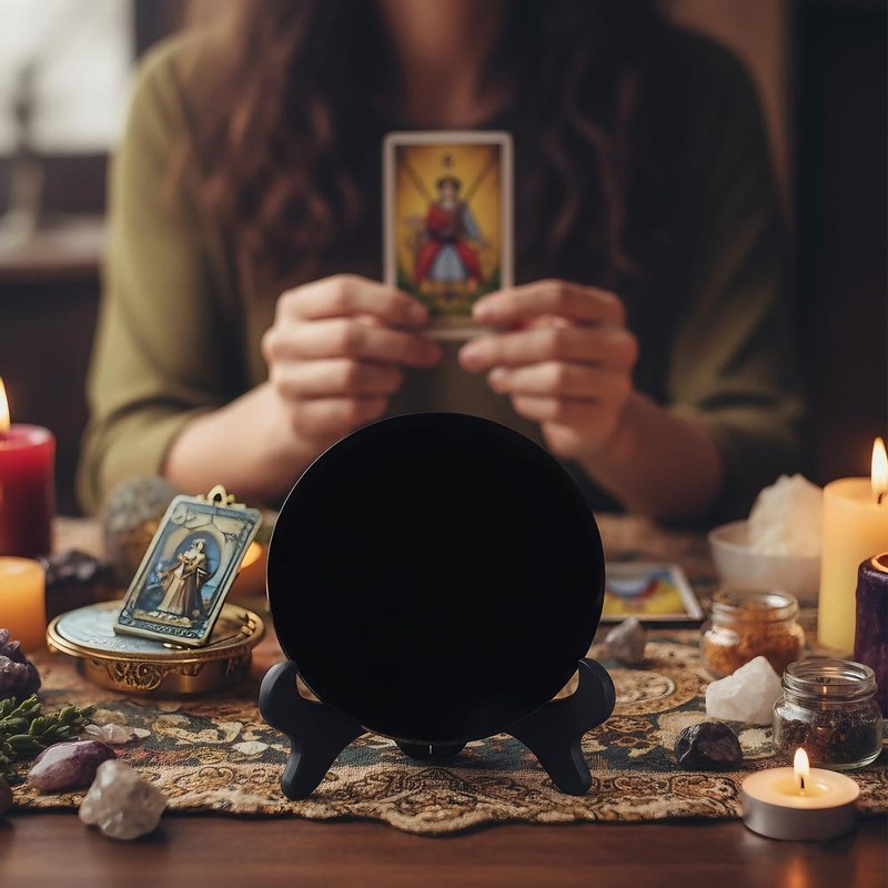 Black Obsidian Scrying Mirror, Black Obsidian Feng Shui Mirror with