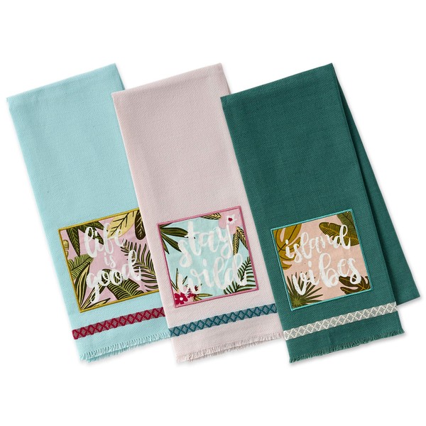 DII Summer Basics Kitchen Collection Tropical Dishtowel Set, 18x28, Island
