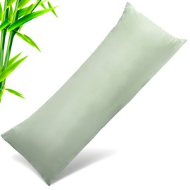 Body Cooling Pillow Cases Cover, Bamboo Rayon Green Body Pillowcases with Zipper Closure, Cool and Breathable Pillow Case for Hot Sleepers and Night Sweats, 20x54 inches