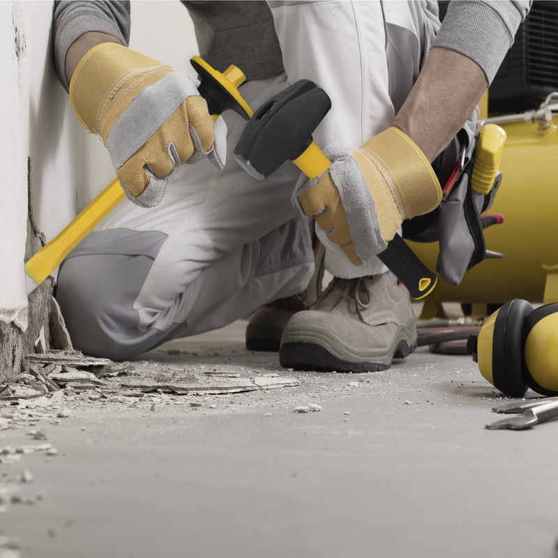 KURUI 3lb Sledge Hammer & Flat Chisel with Hand Protection