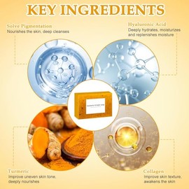 Jabón de cúrcuma para rostro y cuerpo, jabón de cúrcuma, jabón de cúrcuma para aclarar la piel, jabón de cúrcuma para lavar el rostro, jabón de cúrcuma hecho a mano, jabón para el rostro que suaviza y limpia la piel, suero facial